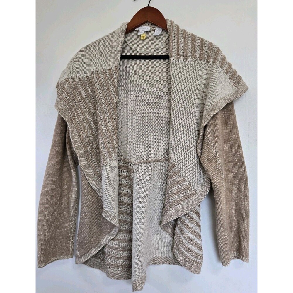 Charter Club Cardigan Womens XL Open Beige Boho Western Chore Ranch Rodeo Casual